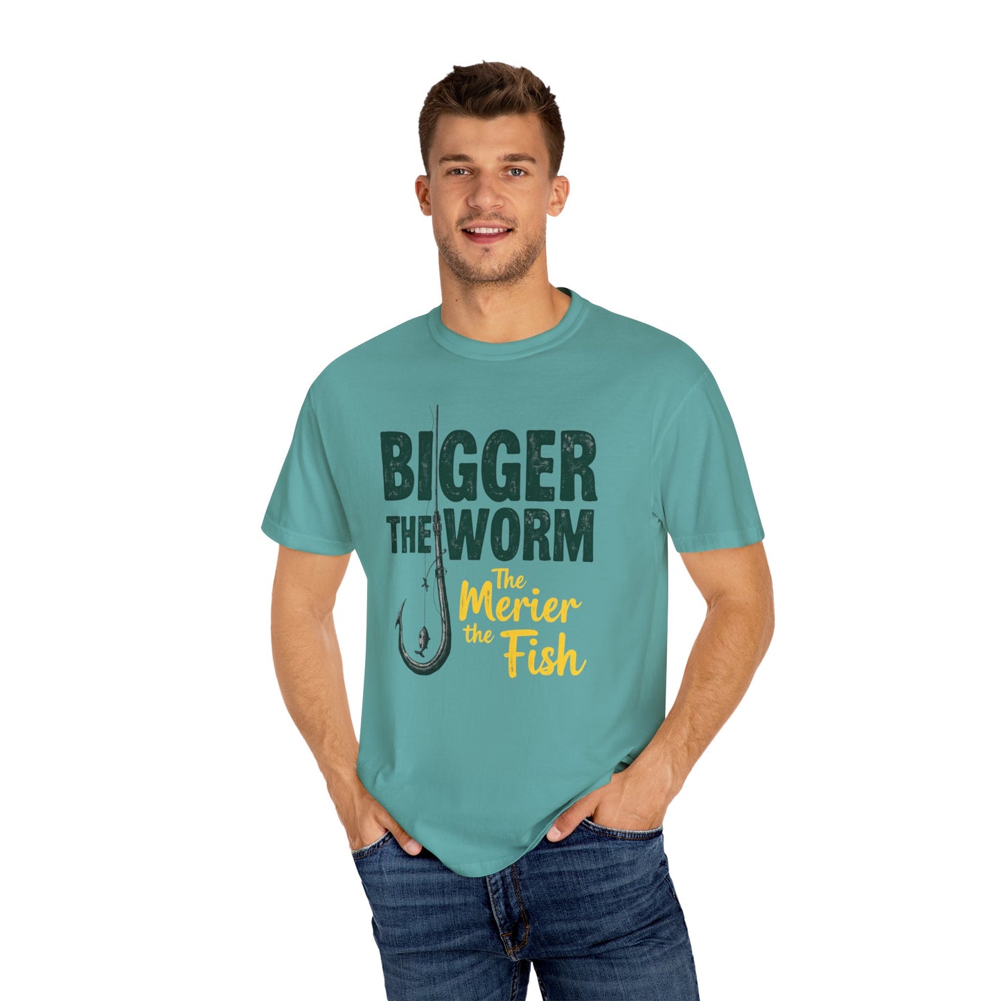 Big Worm Fishing Humor Unisex T-Shirt, Larger Than Life Tee, Gift for Anglers, Fun Outdoors Apparel, Dad's Fishing Day Shirt - Psychonaut Swag