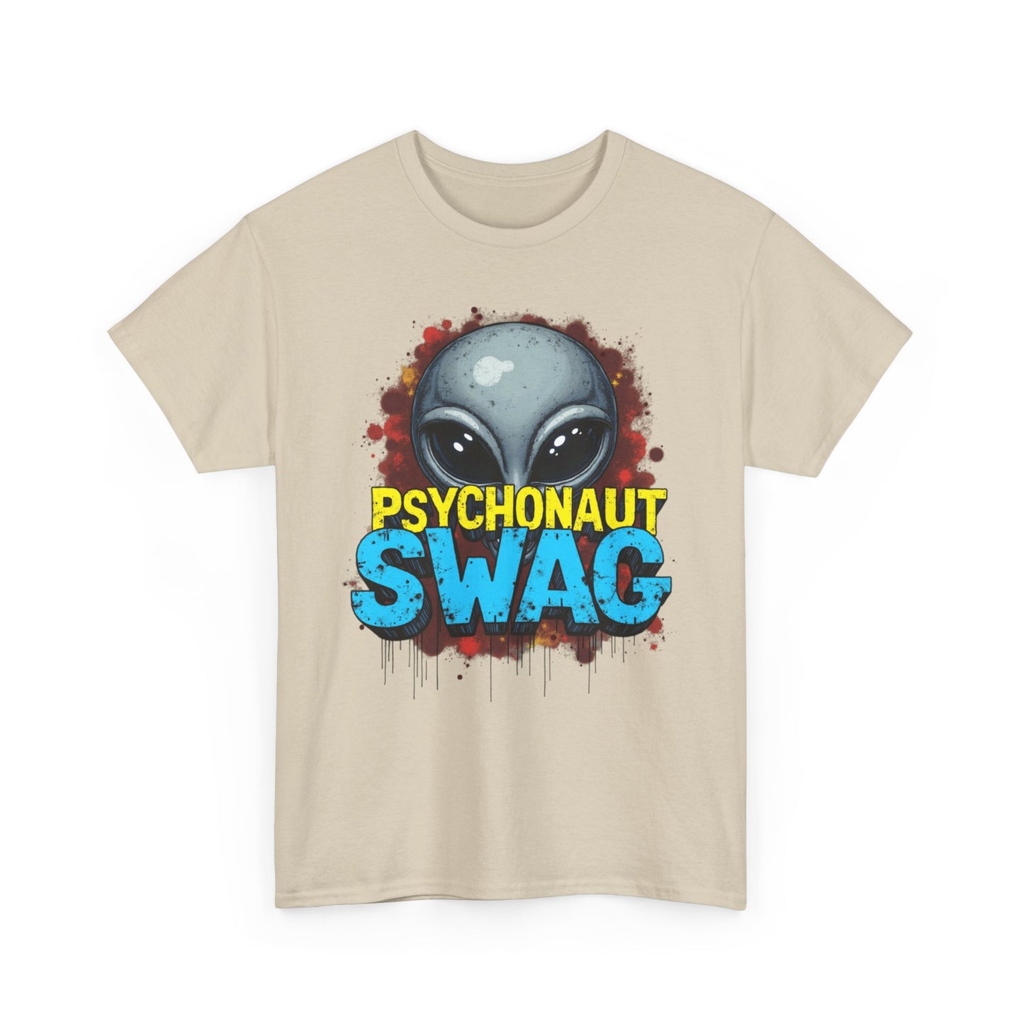 Hidden Alien, Psychonaut Swag, Staple Tee, Unisex Heavy Cotton Tee - Psychedelic Alien Swag Tee, Fun Graphic Tee, Perfect for Festivals, Casual Wear, Gift for Space Lovers - Psychonaut Swag