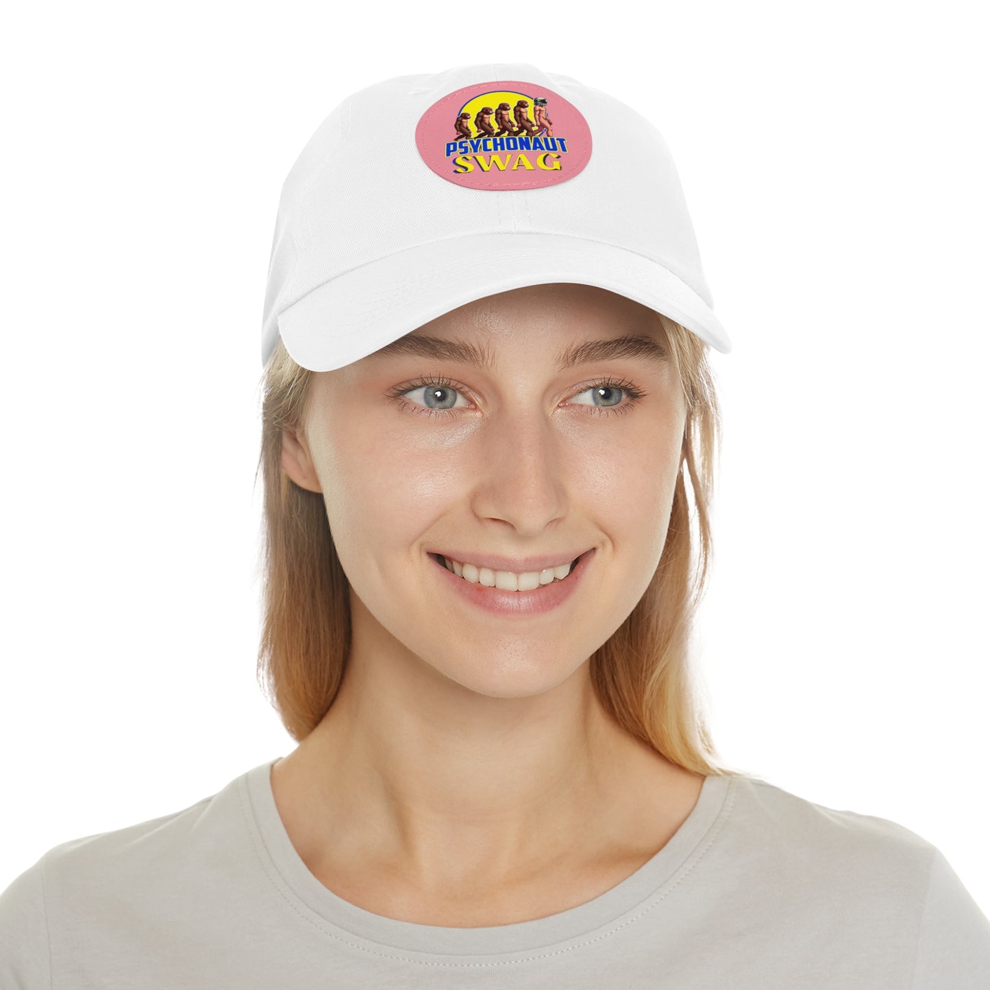 Psychonaut Swag Dad Hat with Leather Patch, Casual Cap for Outdoor Adventures, Fun Gift for Dads, Unique Street Style Hat - Psychonaut Swag