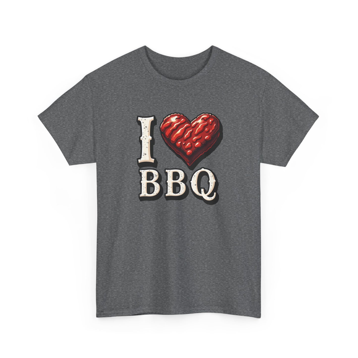 I Love BBQ Unisex Heavy Cotton Tee - Perfect for BBQ Lovers, Summer Cookouts, Grilling Events, Foodie Gift, Casual Wear - Psychonaut Swag