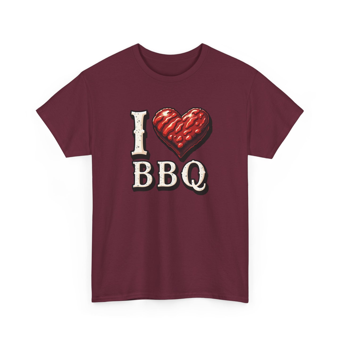 I Love BBQ Unisex Heavy Cotton Tee - Perfect for BBQ Lovers, Summer Cookouts, Grilling Events, Foodie Gift, Casual Wear - Psychonaut Swag