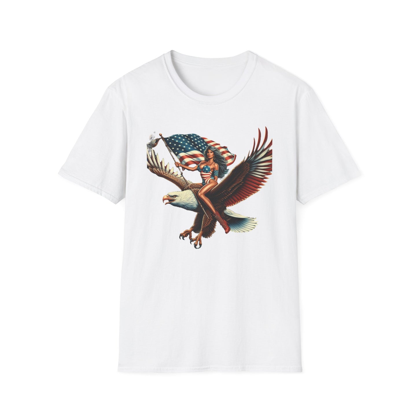 Patriot Riding Eagle, Graphic Tee - Unisex T-Shirt, Eagle Design, 4th of July Shirt, Independence Day Apparel, Festival Wear, Gift for Patriots - Psychonaut Swag