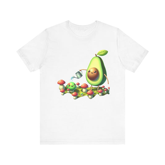 Short Sleeve Tee - Avocado watering magic shrooms.  Funny Design - Psychonaut Swag