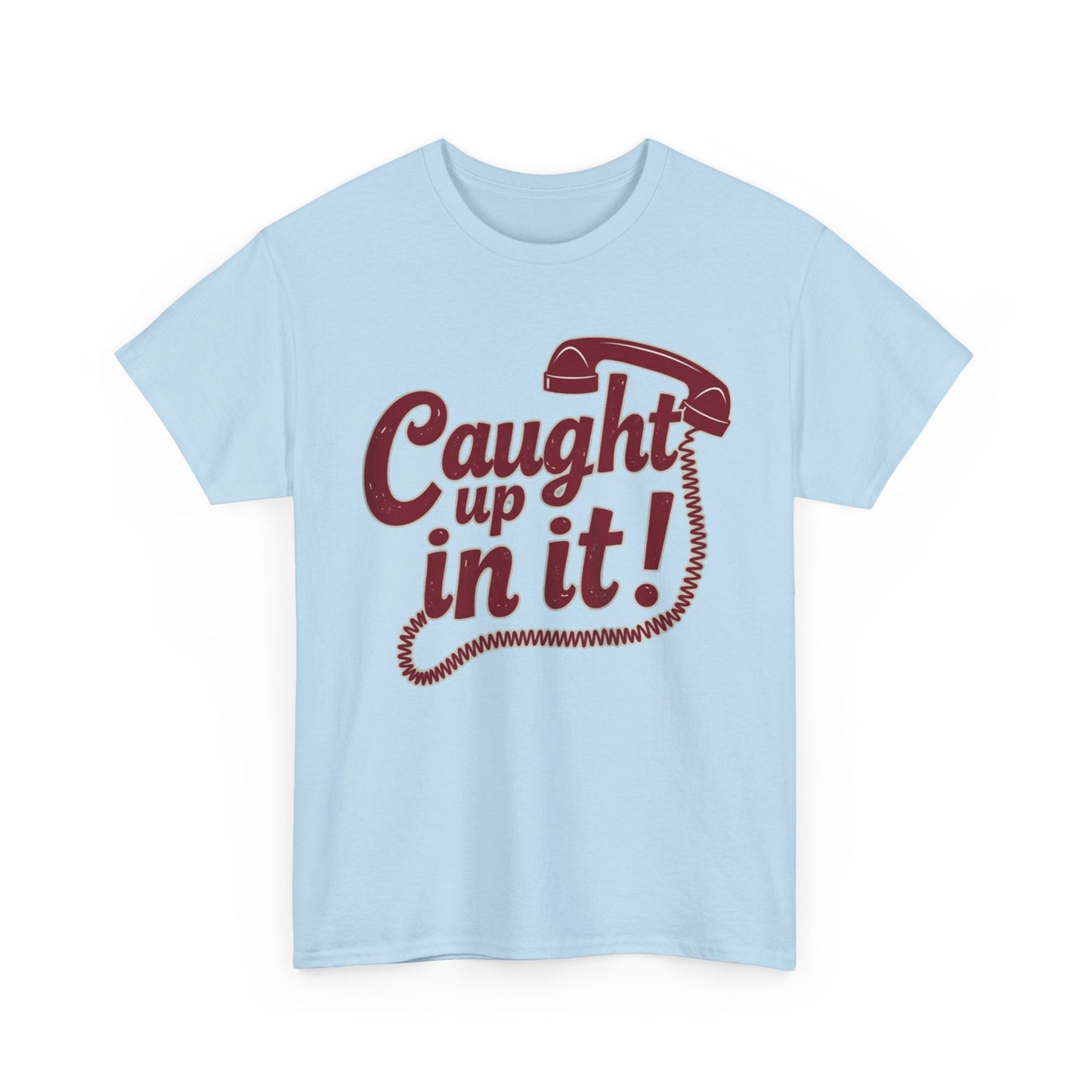 Caught Up in It, Phone chord, Unisex Heavy Cotton Tee, Vintage Phone Graphic T-Shirt, Casual Daily Wear, Fun Gift for Friends, Trendy White Tee - Psychonaut Swag