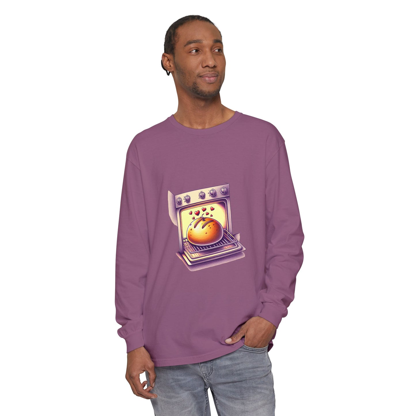 Bun in oven, Unisex Garment-dyed Long Sleeve T-Shirt - Psychonaut Swag