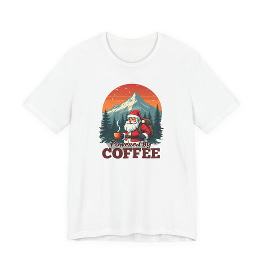 Coffee-Powered Santa T-Shirt — "Powered by Coffee" Holiday Tee