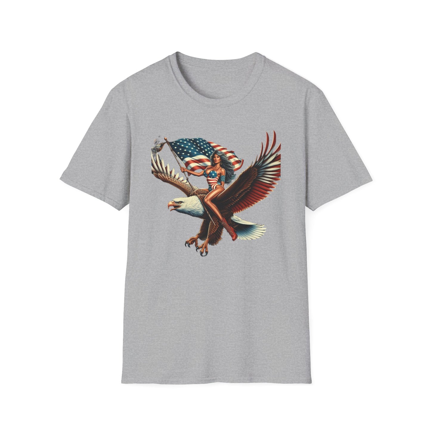 Patriot Riding Eagle, Graphic Tee - Unisex T-Shirt, Eagle Design, 4th of July Shirt, Independence Day Apparel, Festival Wear, Gift for Patriots - Psychonaut Swag