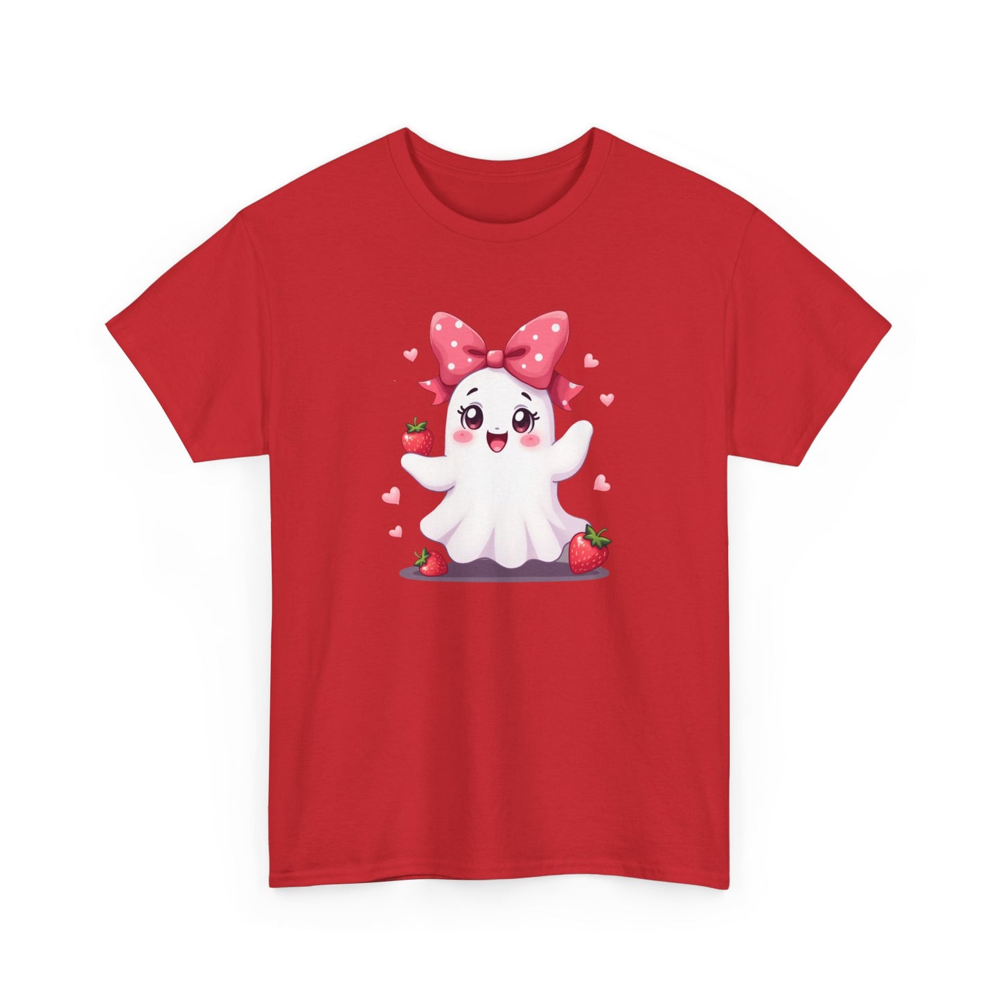 Cute Ghost Strawberry Unisex Tee, Perfect for Halloween, Gift, Casual Wear, Festival Shirt, Summer Vibes, Kawaii Apparel