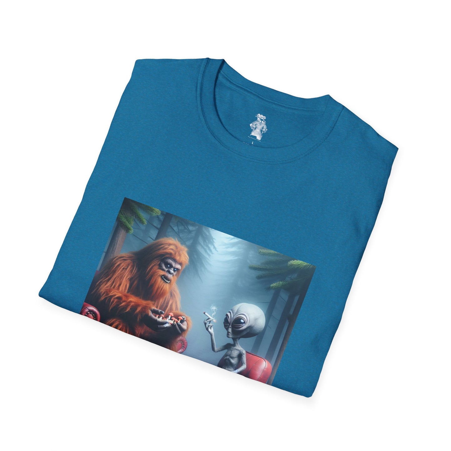 Unisex Tee - Mystical Bigfoot and Alien Encounter in the Woods - Psychonaut Swag