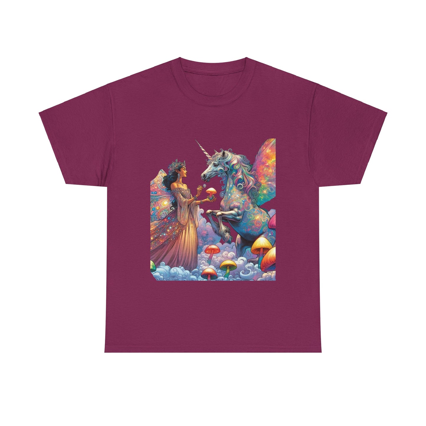 Graphic Tee - Fairy feeding a magical unicorn in the forest - Psychonaut Swag