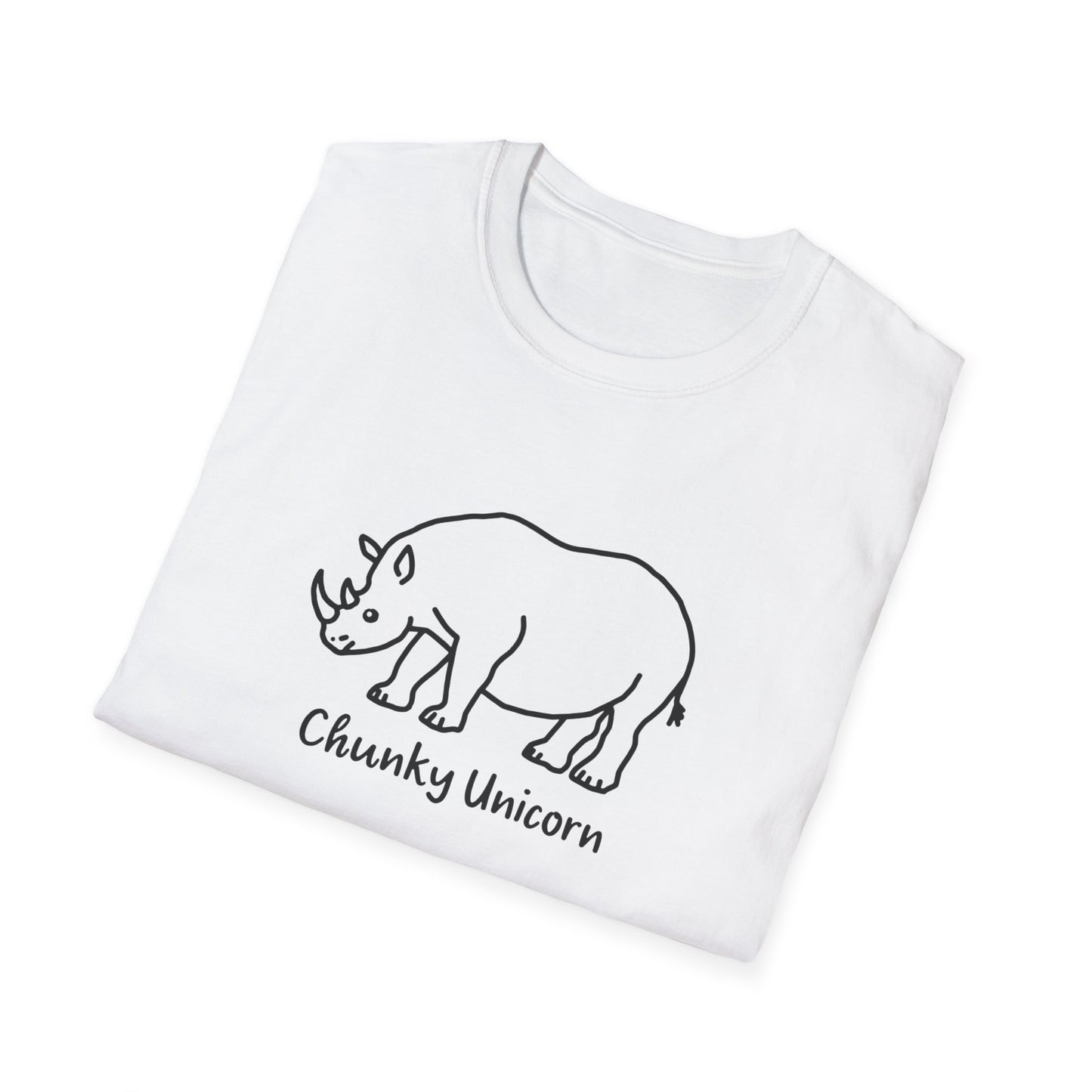 Chunky Unicorn, Rhino, Unisex Softstyle T-Shirt, Funny Tee, Gift for Animal Lovers, Casual Wear, Birthday Present, Unique Graphic Shirt