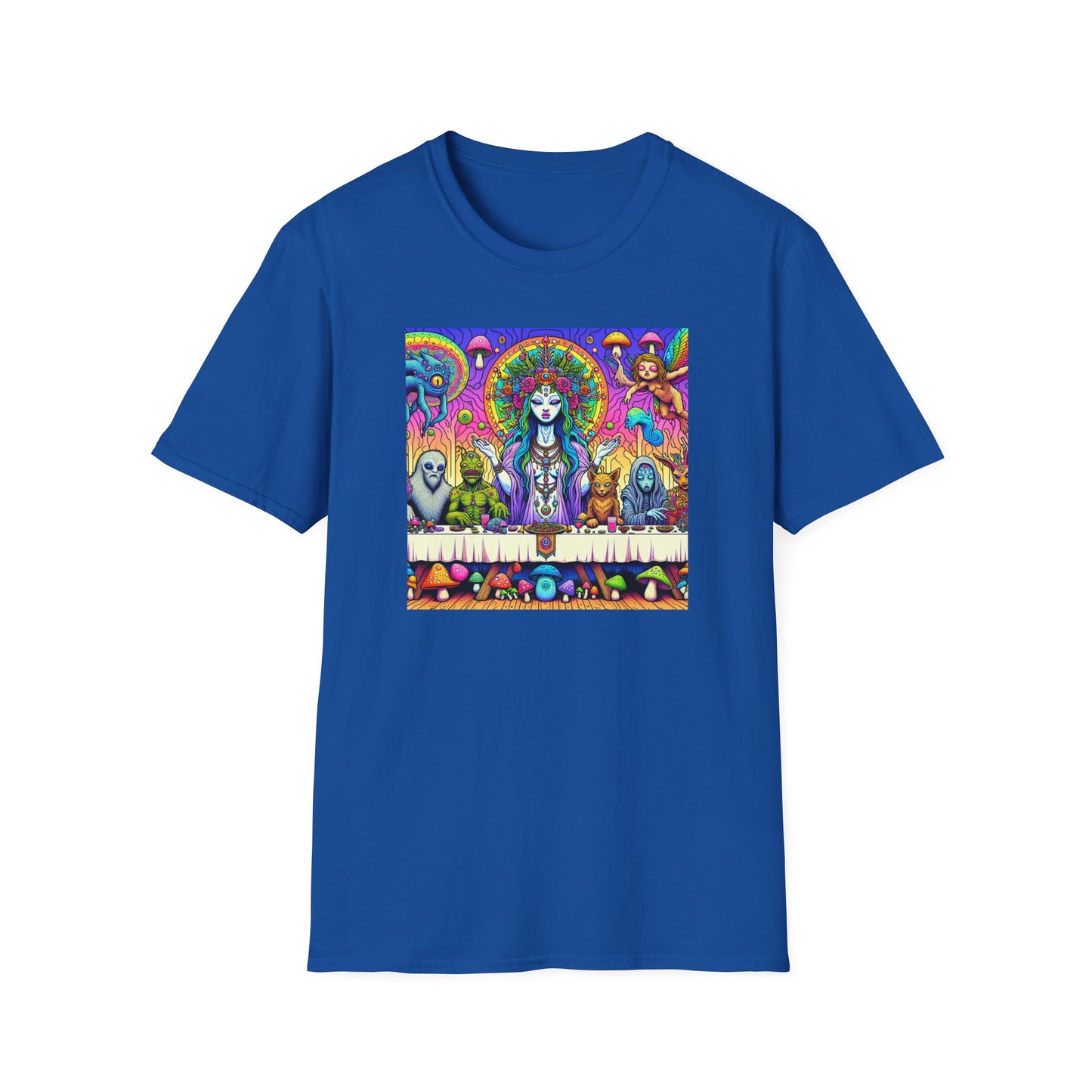 Mushroom Last Supper, Unisex Softstyle T-Shirt - Psychonaut Swag