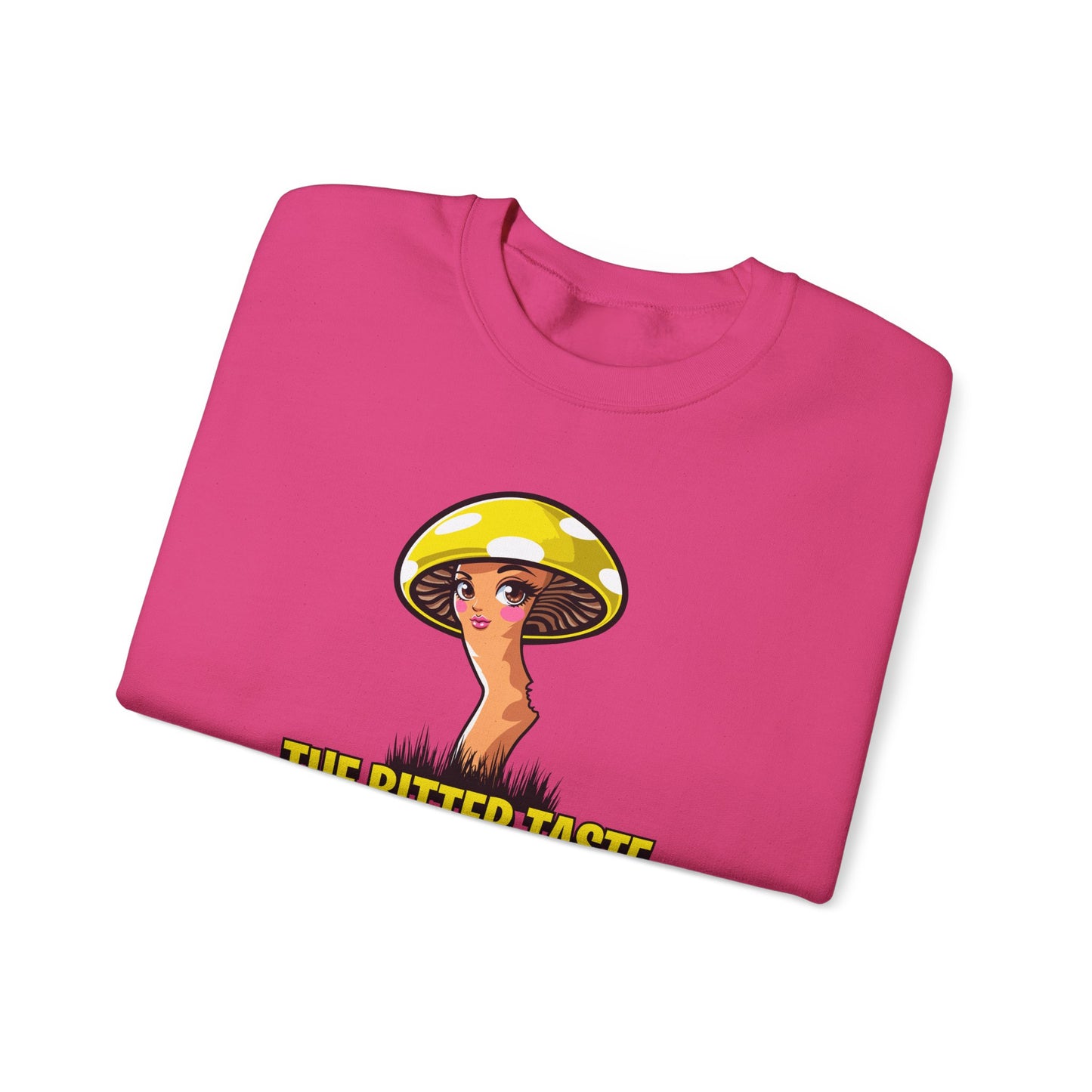 The Bitter Taste of Magic, Mushroom, Unisex Heavy Blend™ Crewneck Sweatshirt - Psychonaut Swag