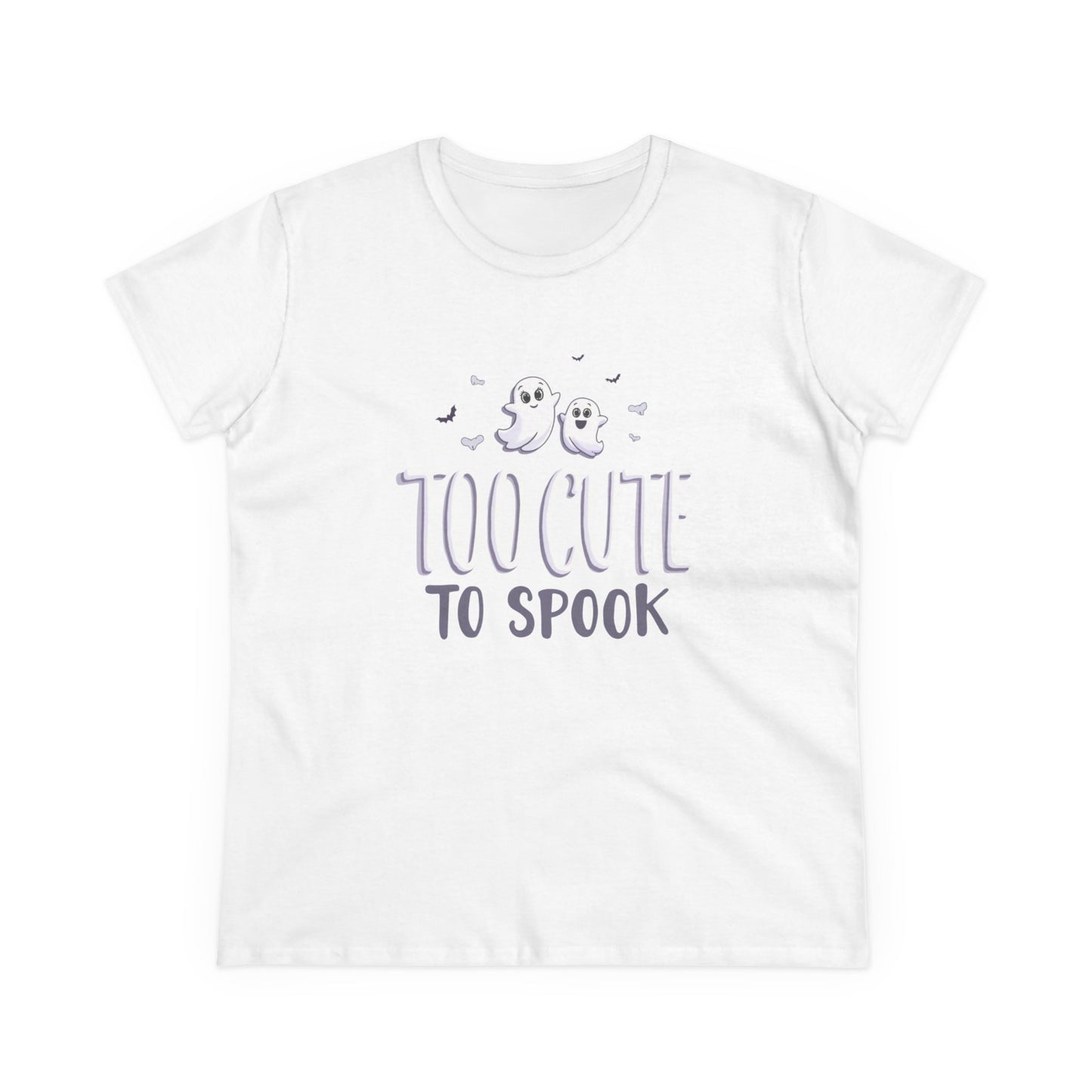 Too Cute to Spook Women's Cotton Tee, Halloween T-Shirt, Ghostly Graphic Tee, Casual Fall Apparel, Fun Halloween Outfit