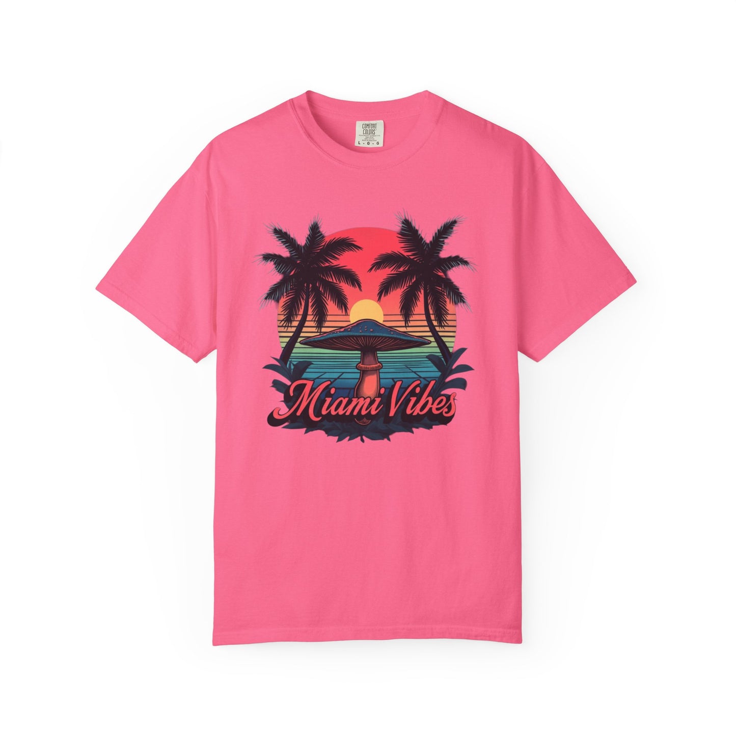 Miami Vibes, T-Shirt with Tropical Vibes Design, Summer Apparel, Beachwear, Gift for Vacation Lovers, Relaxed Style - Psychonaut Swag