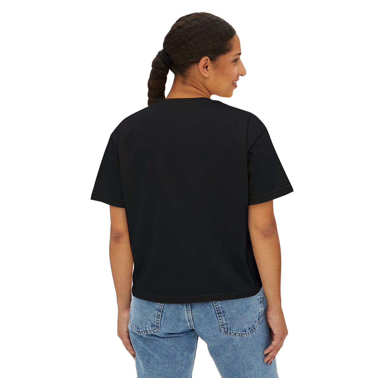 Mushroom Fairy House Boxy Tee — Whimsical Nature Graphic Shirt for Women