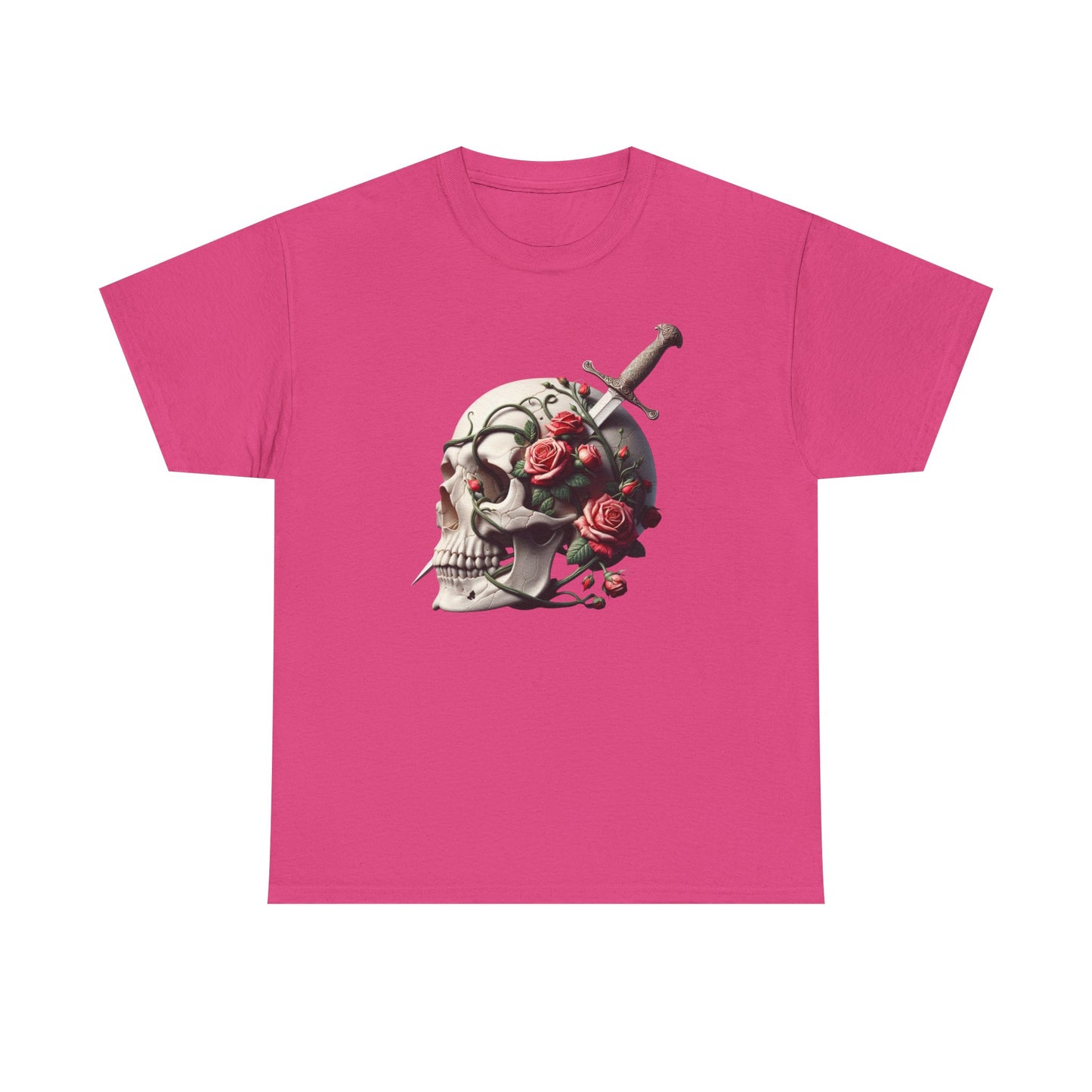 Skull & Roses Unisex Heavy Cotton Tee - Edgy Graphic T-Shirt for Alternative Fashion - Psychonaut Swag