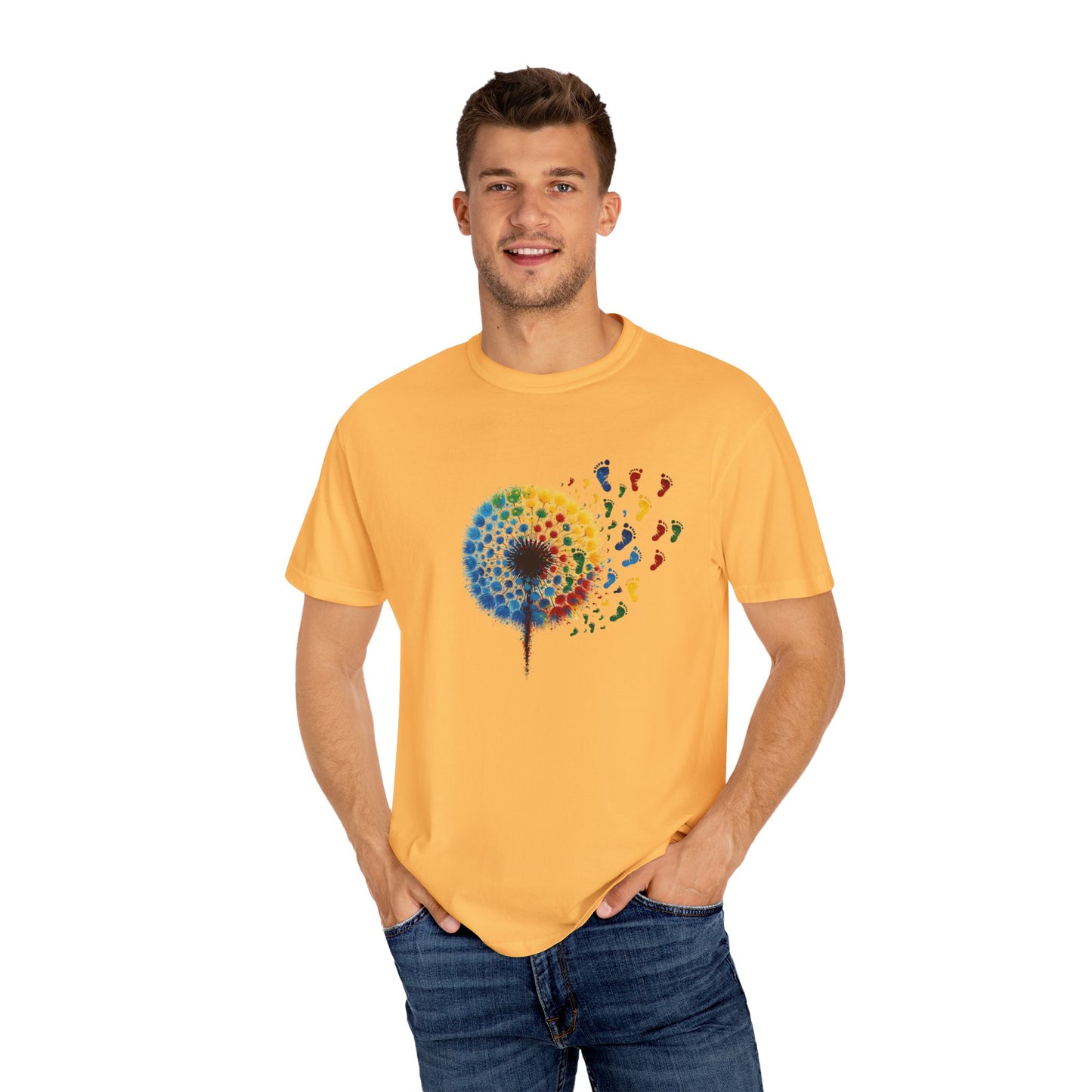Dandelion baby feet, Unisex Garment-Dyed T-shirt - Psychonaut Swag