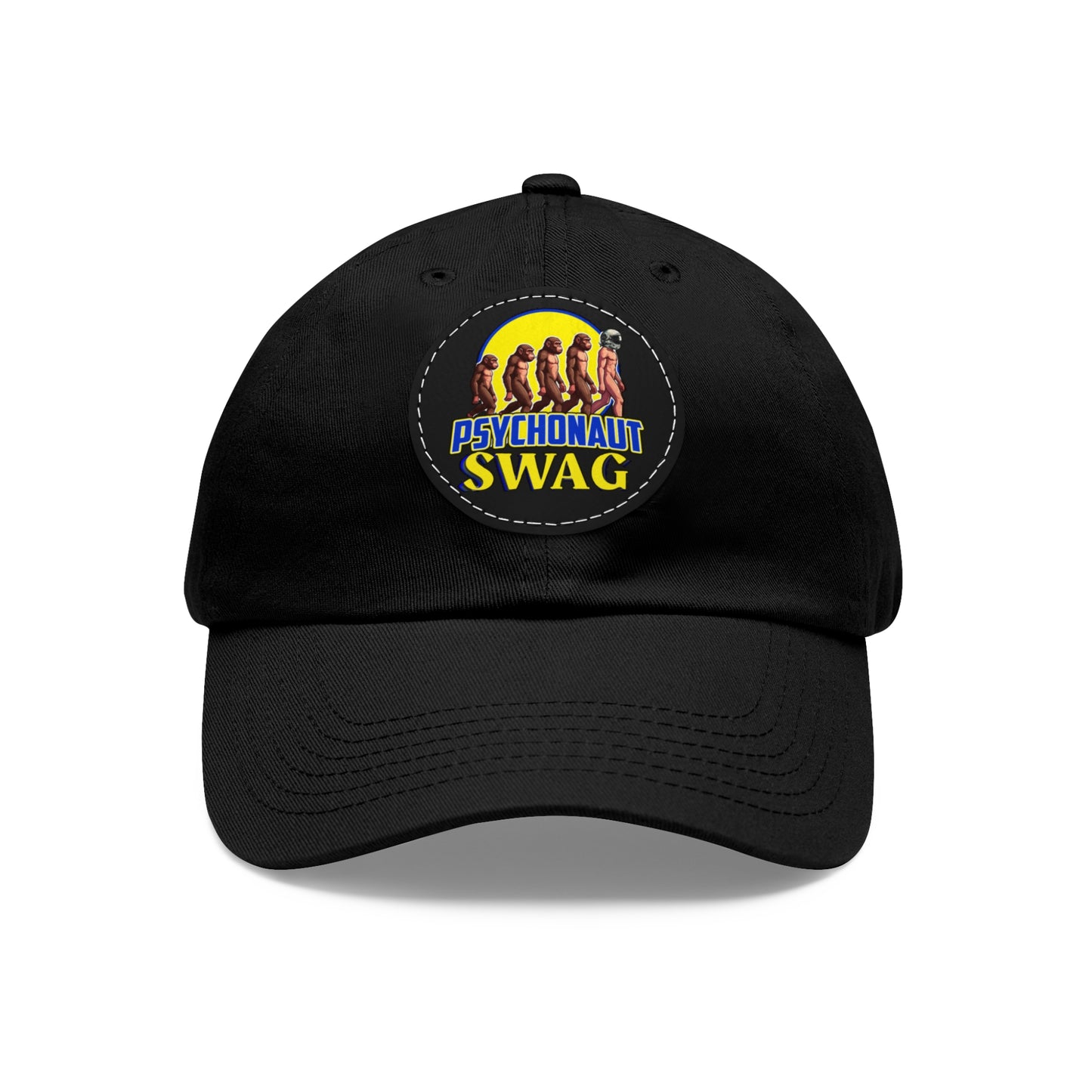 Psychonaut Swag Dad Hat with Leather Patch, Casual Cap for Outdoor Adventures, Fun Gift for Dads, Unique Street Style Hat - Psychonaut Swag