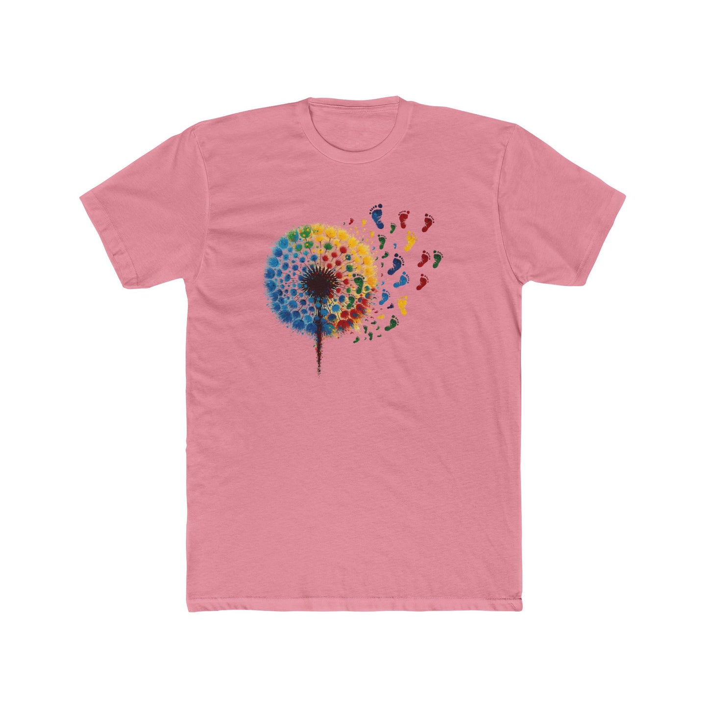 Colorful Dandelion Unisex Cotton Crew Tee, Gift for Nature Lovers, Casual Wear, Art T-Shirt, Eco-Friendly Fashion, Summer Style - Psychonaut Swag