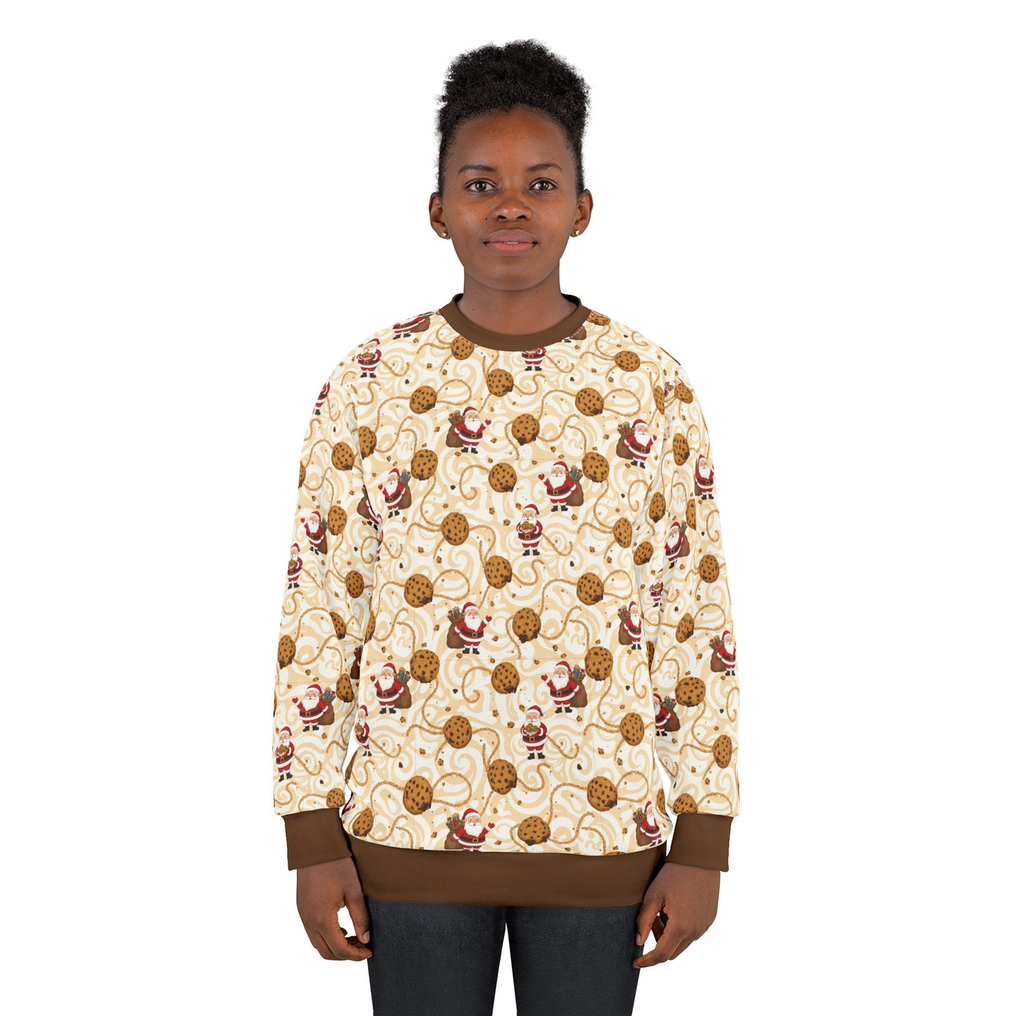 Christmas Cookie Pattern Ugly Sweatshirt — Santa & Cookies All-Over Print