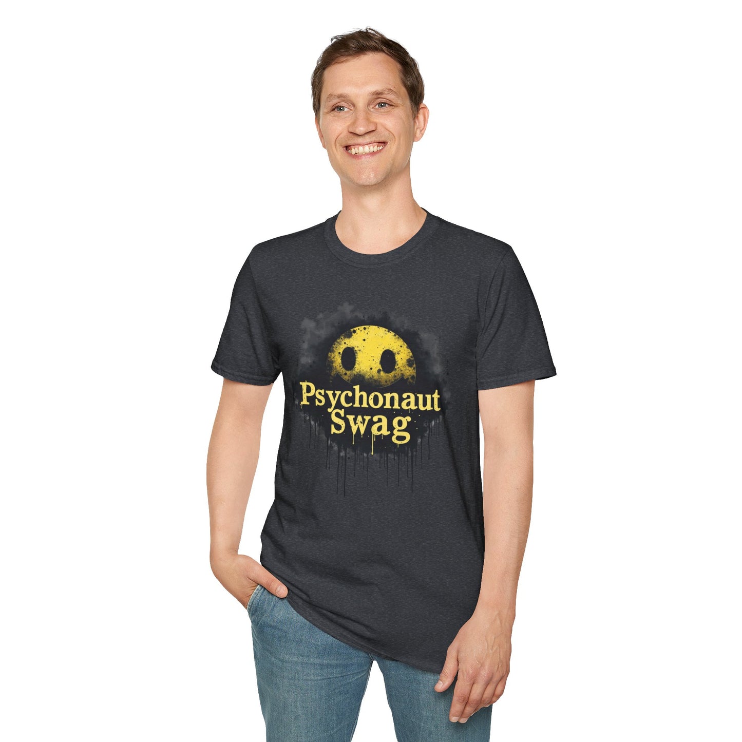 Psycho Smile, Pyschonaut Swag T-Shirt - Unisex Softstyle Tee, Casual Wear, Gift for Gamers, Festival Attire, Streetwear Fashion