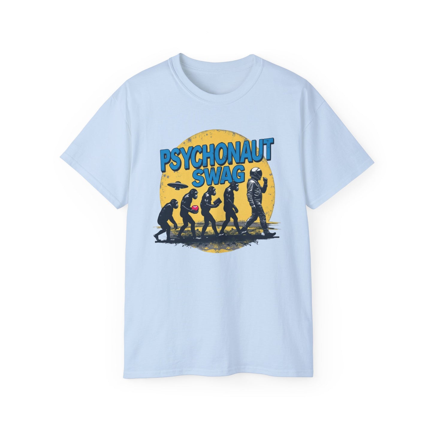 Psychonaut Evolution of Man Sunset, Unisex Tee, Retro Graphic T-Shirt, Music Festival Attire, Gift for Gamers, Casual Streetwear - Psychonaut Swag