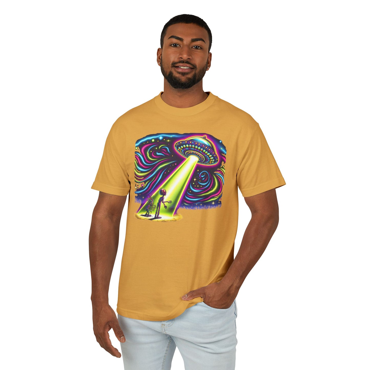 A Wild Trip, UFO sighting, Unisex Garment-Dyed Heavyweight Cotton Tee - Psychonaut Swag