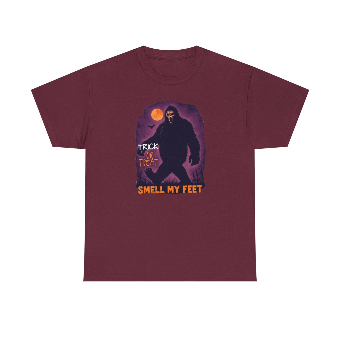 Halloween Bigfoot Tee, Unisex Cotton T-Shirt, Trick or Treat Shirt, Smell My Feet Design, Funny Halloween Apparel