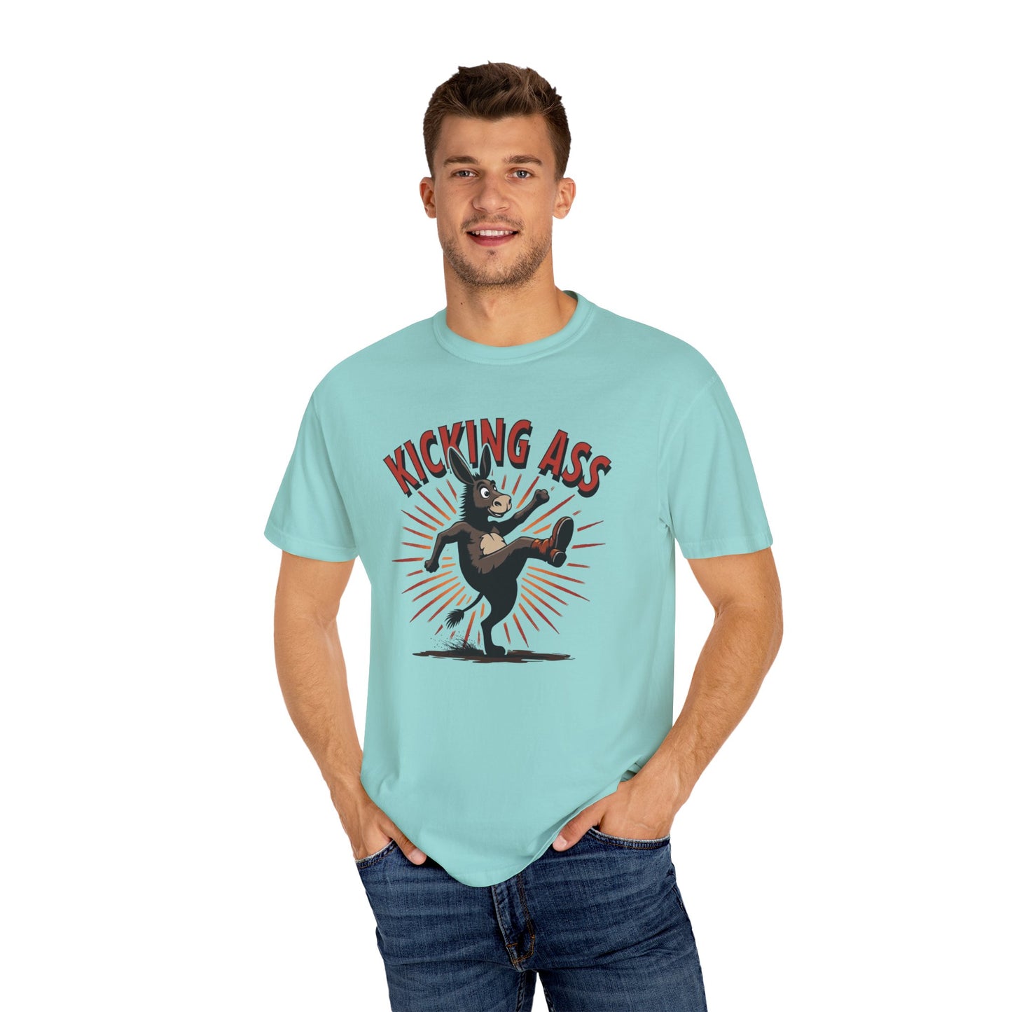 Kicking Donkey, Unisex T-Shirt | Funny Graphic Tee, Casual Wear, Humor Gift, Birthday Surprise, Motivational Apparel - Psychonaut Swag