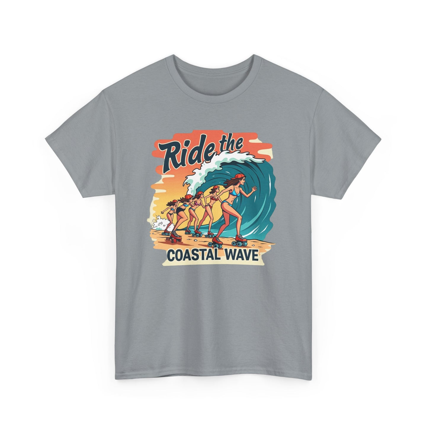Follow the Wave, Unisex Heavy Cotton Tee - Ride the Wave Vintage Surf Design - Psychonaut Swag