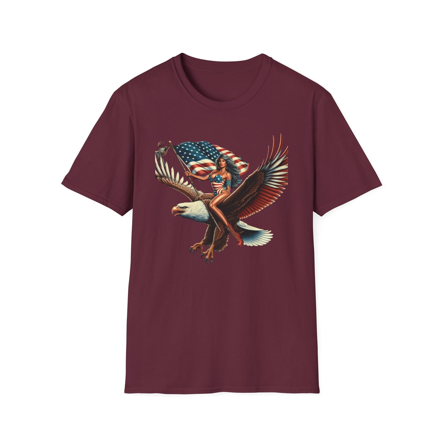 Patriot Riding Eagle, Graphic Tee - Unisex T-Shirt, Eagle Design, 4th of July Shirt, Independence Day Apparel, Festival Wear, Gift for Patriots - Psychonaut Swag
