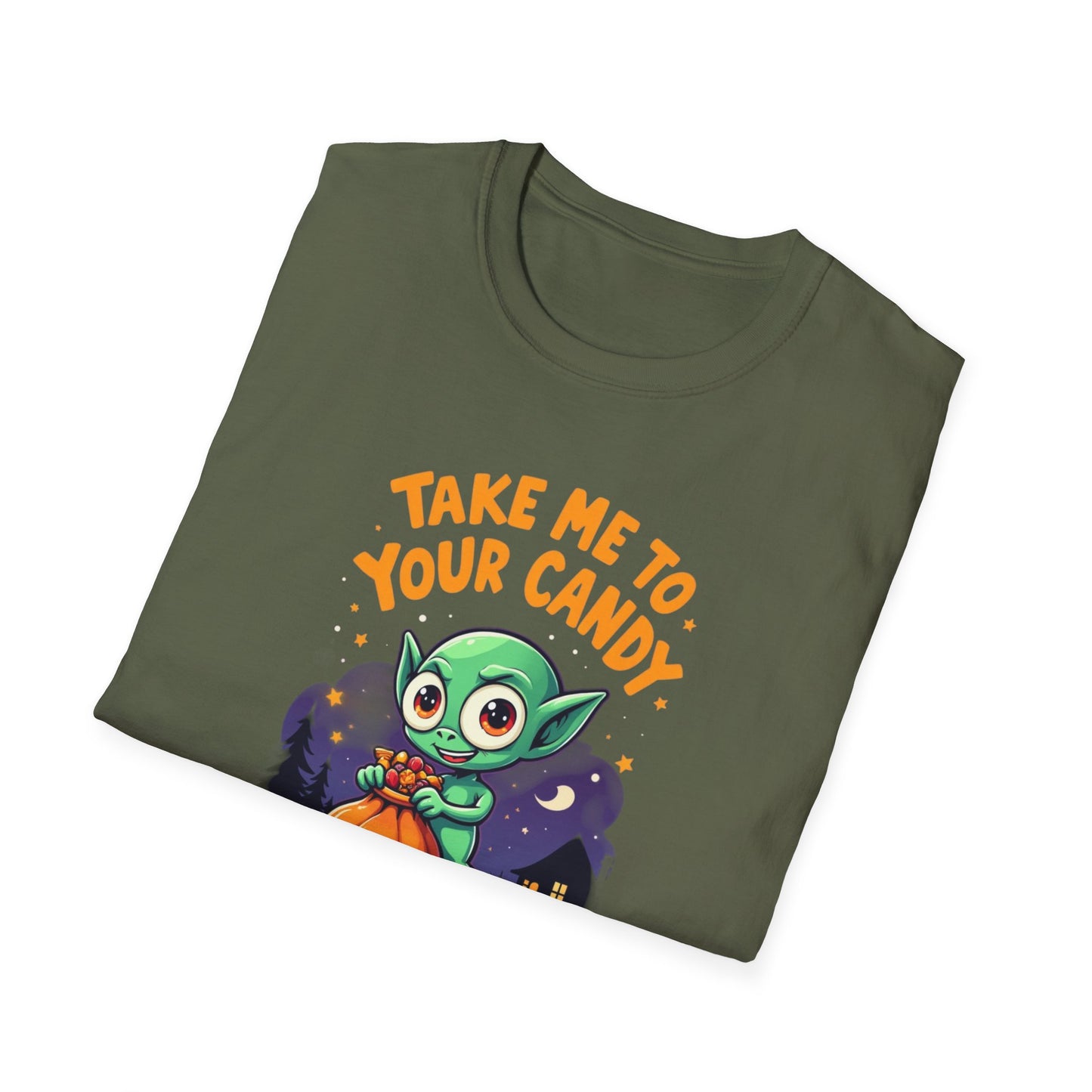Trick or Treat Alien, T-Shirt, Cute Graphic Tee, Trick or Treat Shirt, Unisex Halloween Apparel, Fun Holiday Outfit