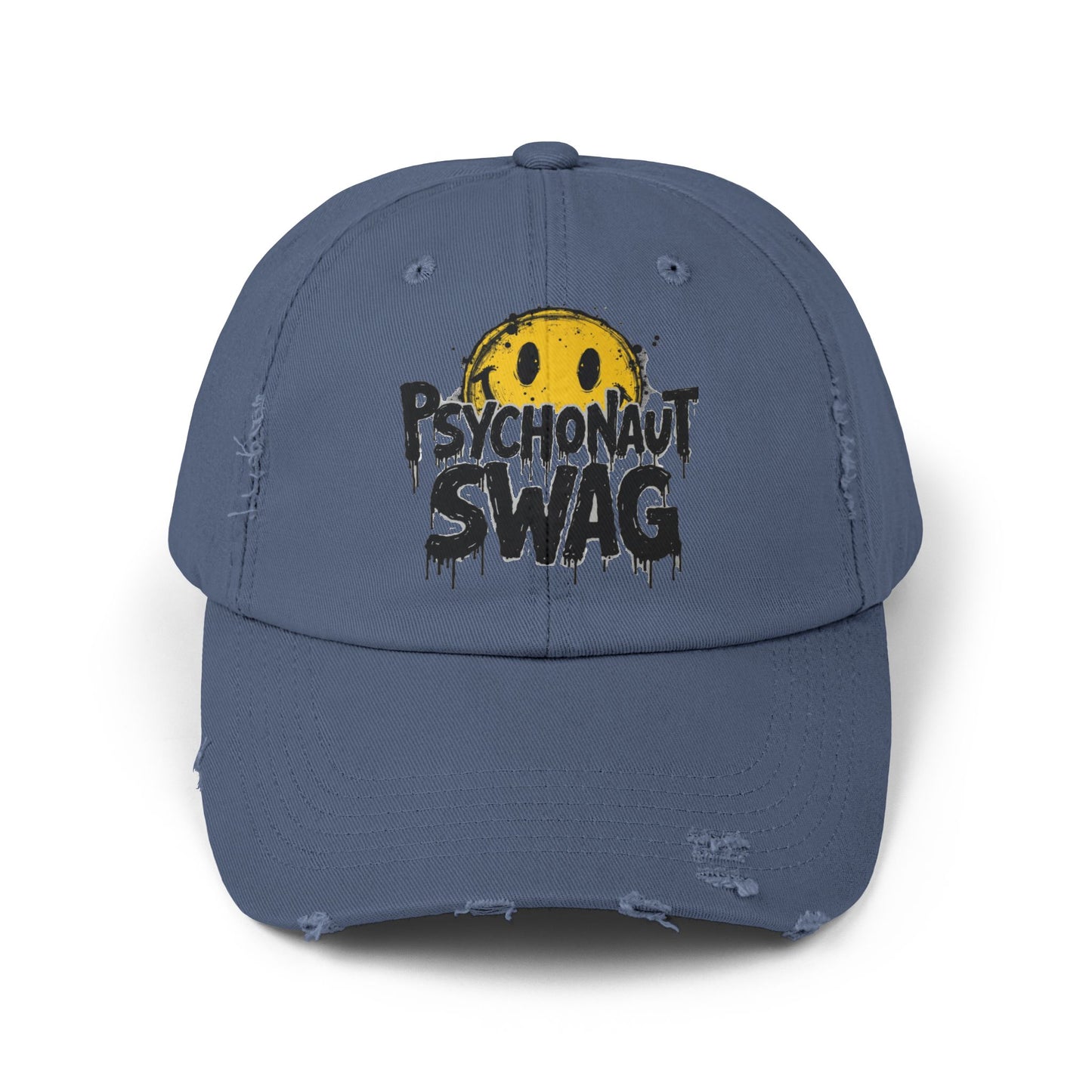 Psycho Unisex Distressed Cap, Cool Casual Hat, Streetwear Accessory, Gift for Trendsetters, Festival Gear, Summer Vibes - Psychonaut Swag