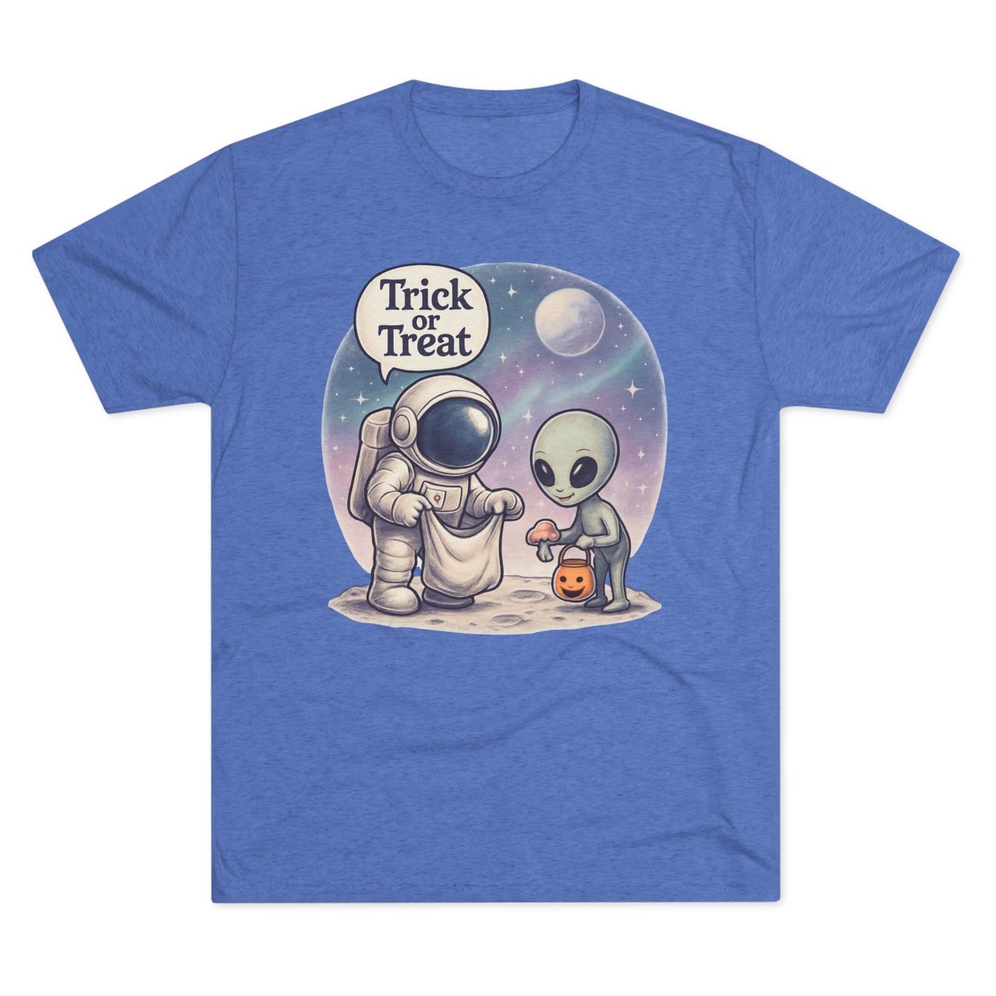 Space Trick or Treat Crew Tee, Halloween T-Shirt, Space Theme Shirt, Unisex Graphic Tee, Fun Costume Tee, Gift for Space Lovers