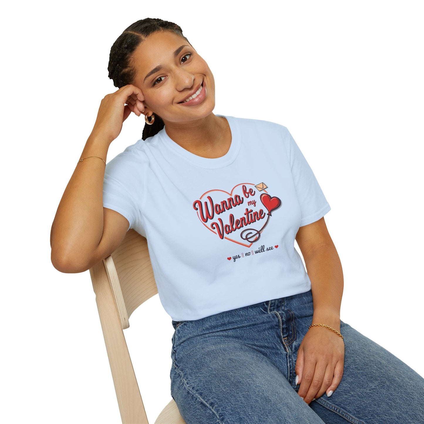 Valentine "Wanna Be My Valentine" T-Shirt - Cute Heart & Love Letter Tee