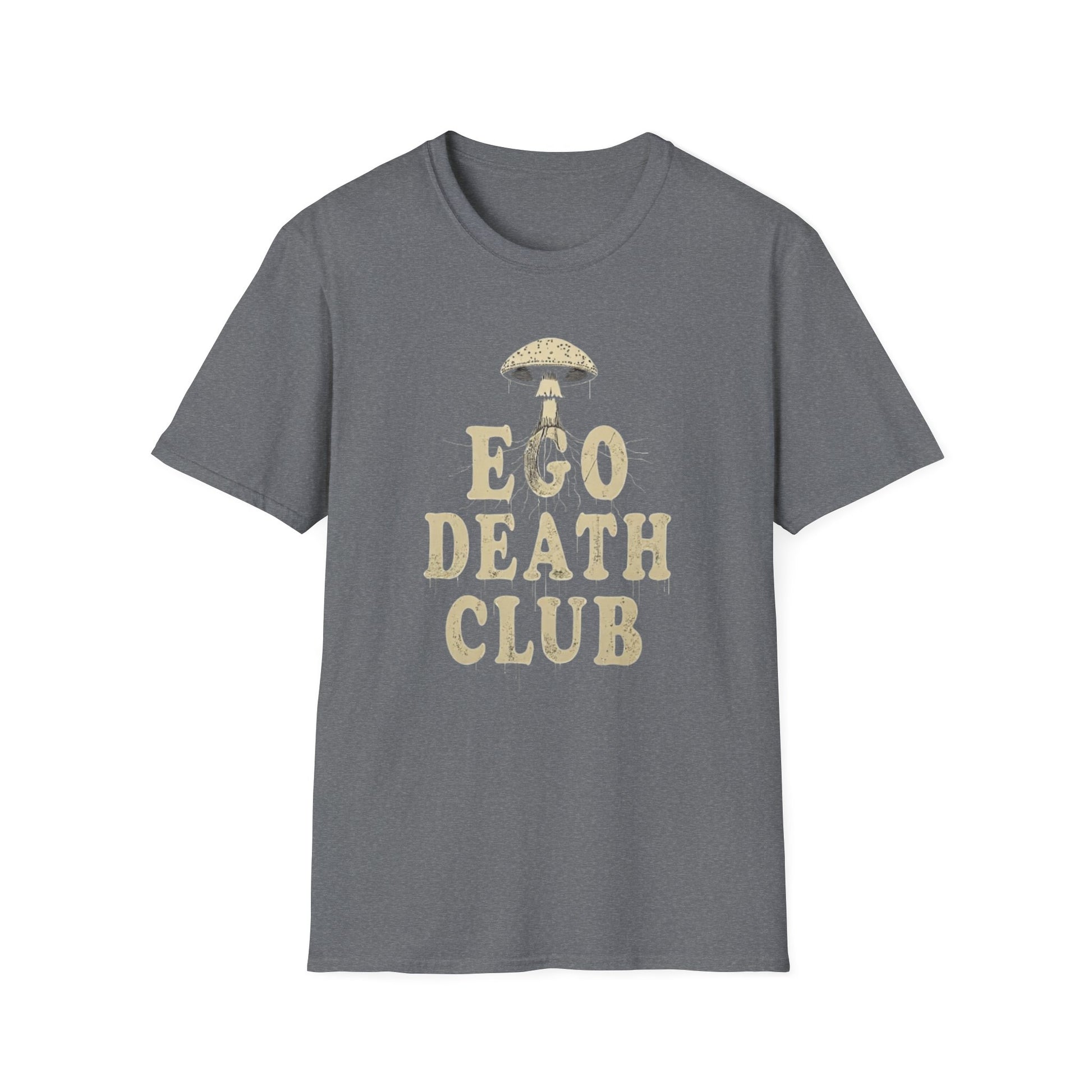 Ego Death Club Mushroom, T-Shirt, Unisex Softstyle Tee, Casual Wear, Gift for Friends, Unique Graphic Shirt - Psychonaut Swag