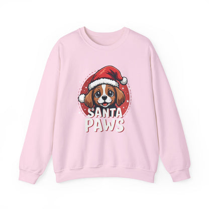 Christmas Dog Sweatshirt — "Santa Paws" Cute Puppy Holiday Crewneck
