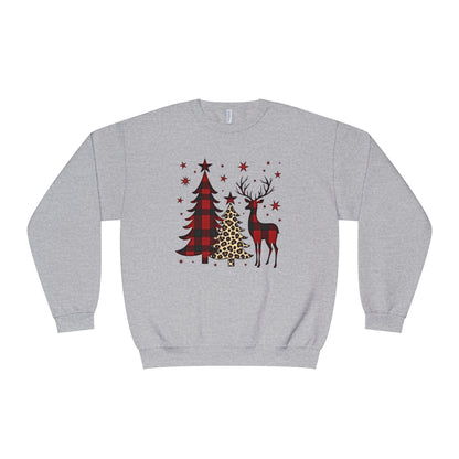 Christmas Buffalo Plaid Trees & Reindeer Crewneck Sweatshirt