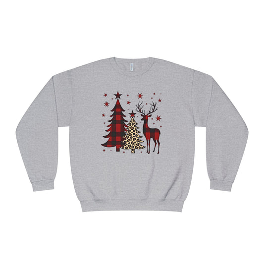 Christmas Buffalo Plaid Trees & Reindeer Crewneck Sweatshirt