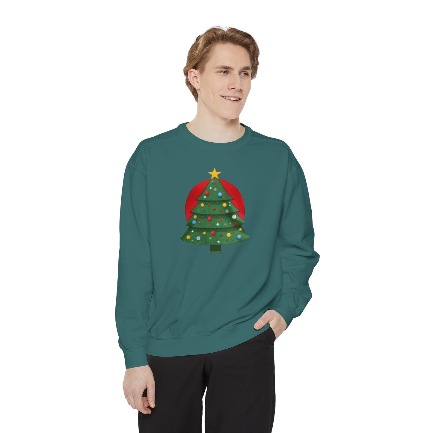 Christmas Tree Sweater, Unisex Garment-Dyed Sweatshirt