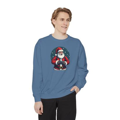 Gamer Santa, Unisex Garment-Dyed Sweatshirt