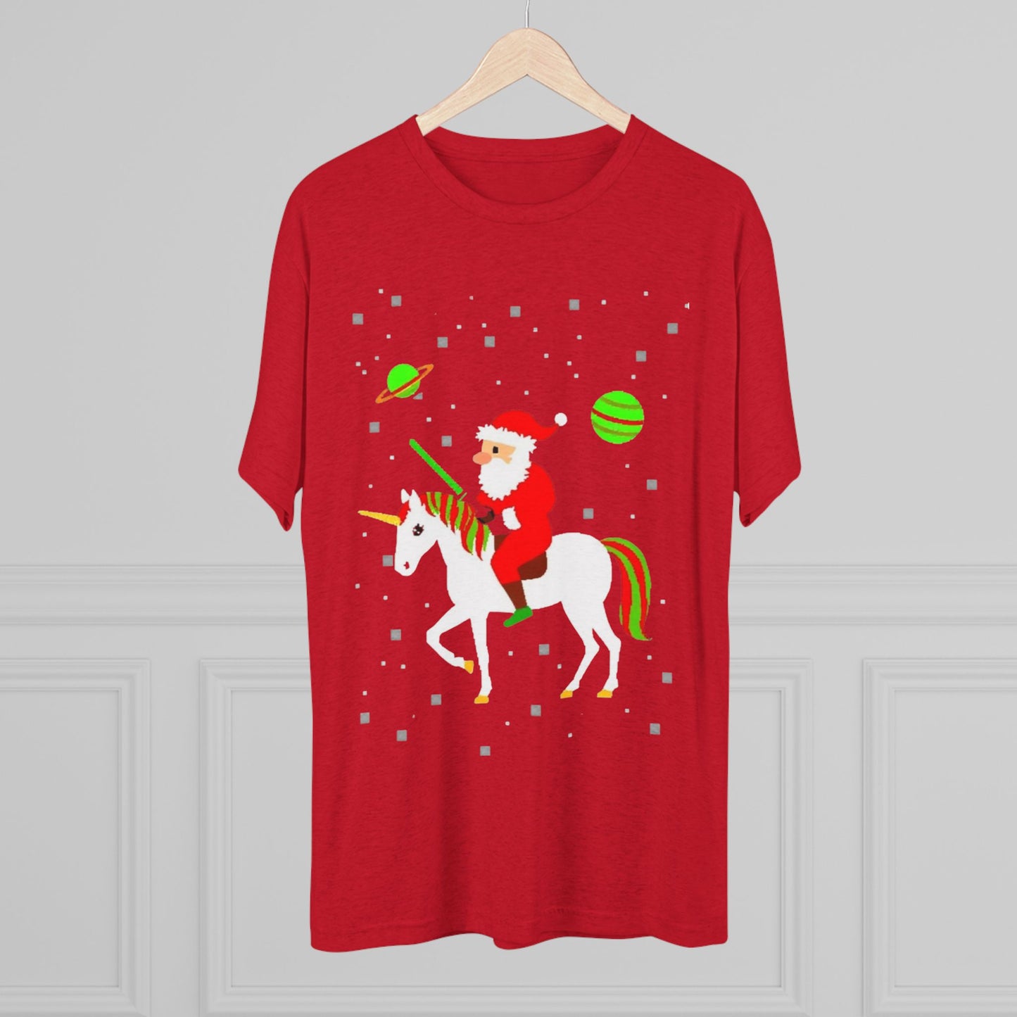 Christmas Space Santa Riding Unicorn T‑Shirt