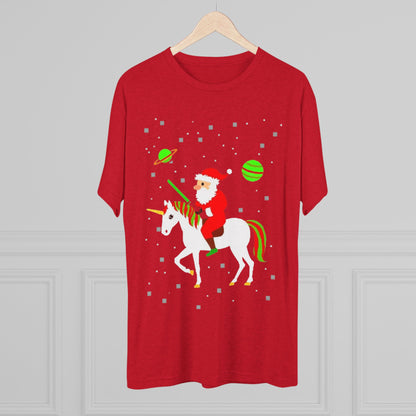Christmas Space Santa Riding Unicorn T‑Shirt