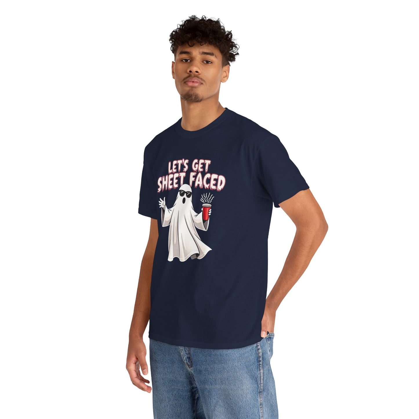 Let's Get Sheet Faced Ghost T‑Shirt — Funny Halloween Party Tee