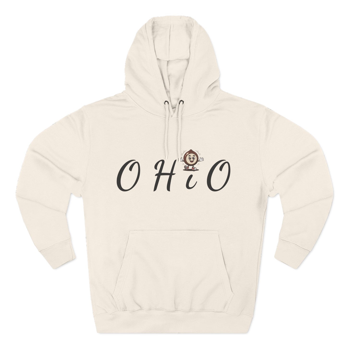 Ohio Script Hoodie with Cute Buckeye Mascot