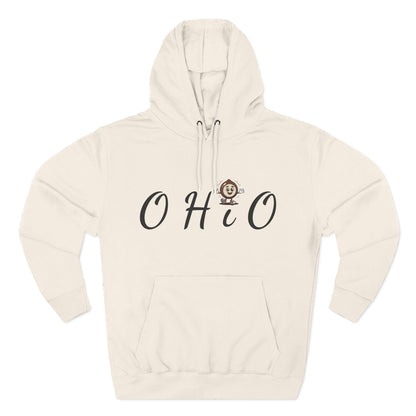 Ohio Script Hoodie with Cute Buckeye Mascot