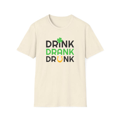 Drink Drank Drunk T-Shirt — St. Patrick’s Day Shamrock & Horseshoe Party Tee