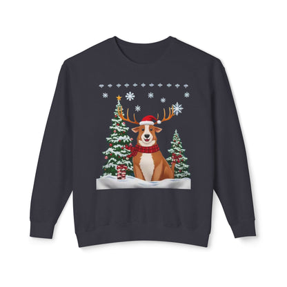 Christmas Corgi Sweatshirt - Festive Dog Reindeer Holiday Crewneck