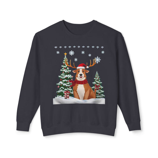 Christmas Corgi Sweatshirt - Festive Dog Reindeer Holiday Crewneck